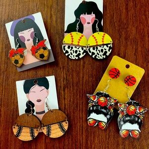 Boutique earrings. Basketball, softball, baseball, soccer